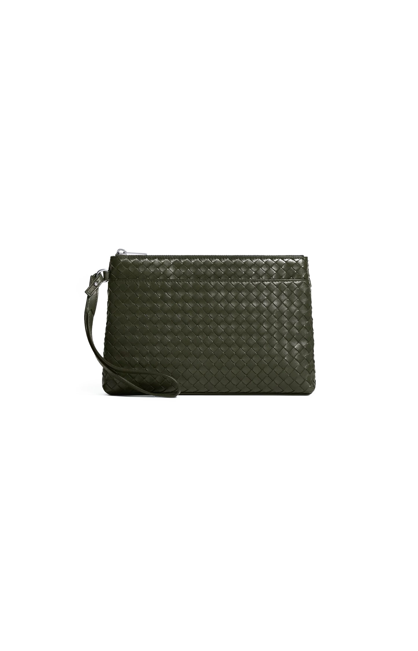 Intrecciato Piccolo Prism Pouch in Bark Green