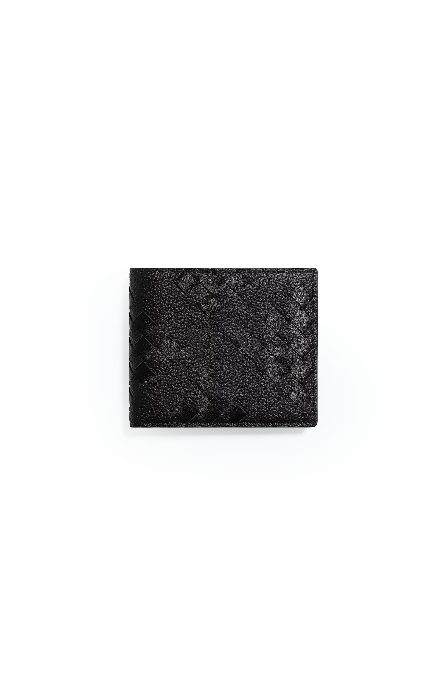 Bottega Veneta Intrecciato Bi-Fold Wallet in Black — front view