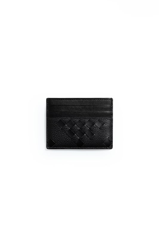 Intrecciato Credit Card Case in Black
