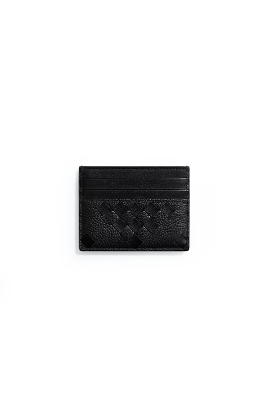 Intrecciato Credit Card Case in Black