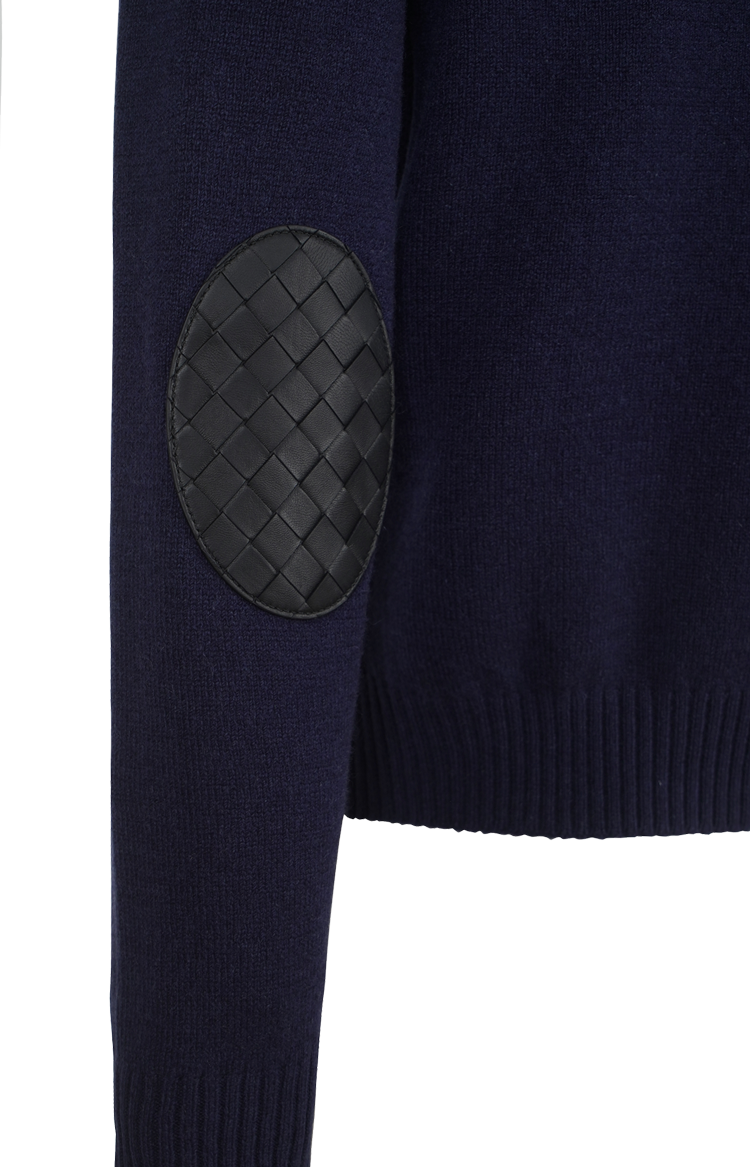 Cashmere Blend Sweater with Intrecciato Logo Patch in Night