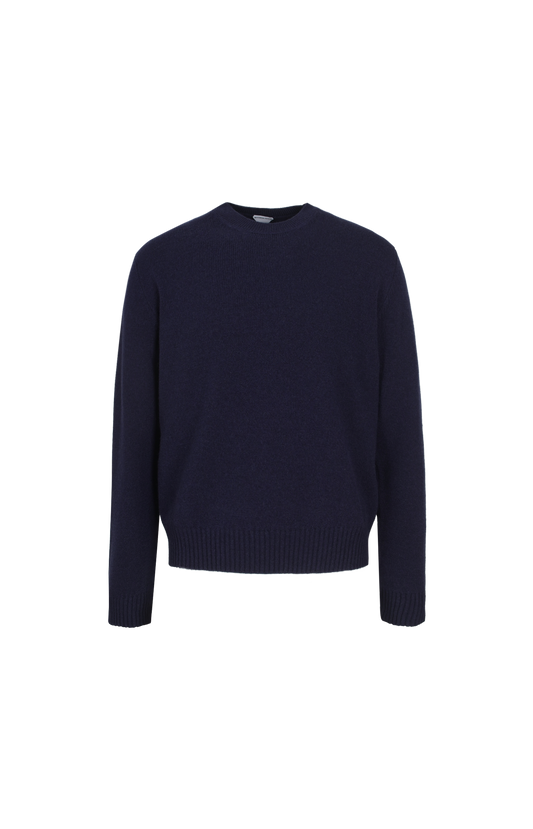 Cashmere Blend Sweater with Intrecciato Logo Patch in Night