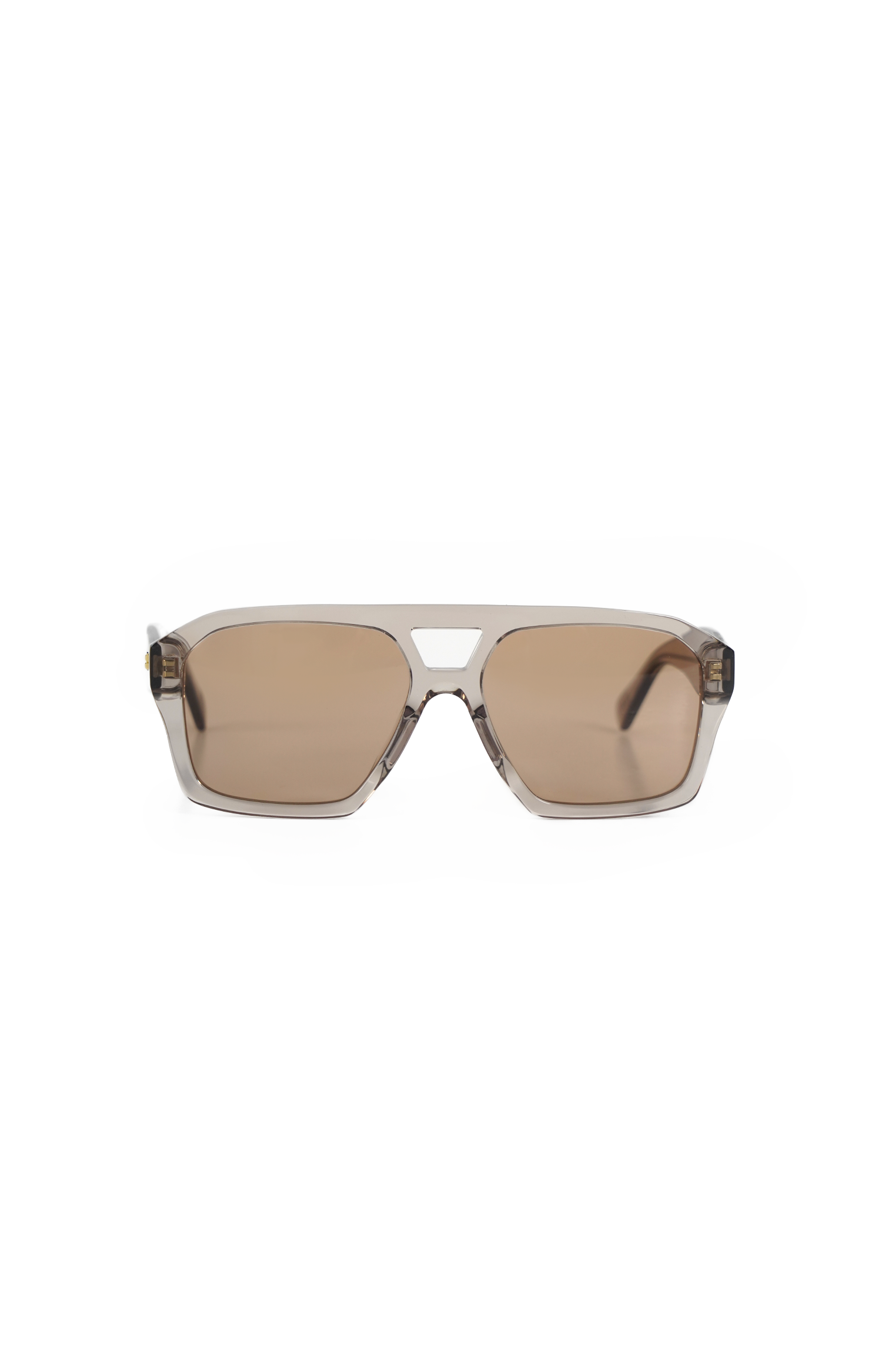 Bottega Veneta Rectangular Sunglasses in Beige — front view