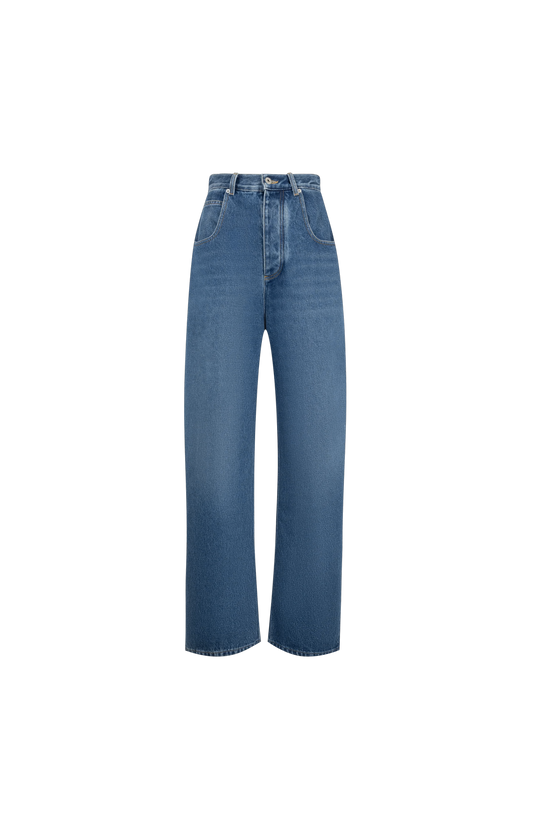 Medium Indigo Wide Leg Jeans in Mid Blue