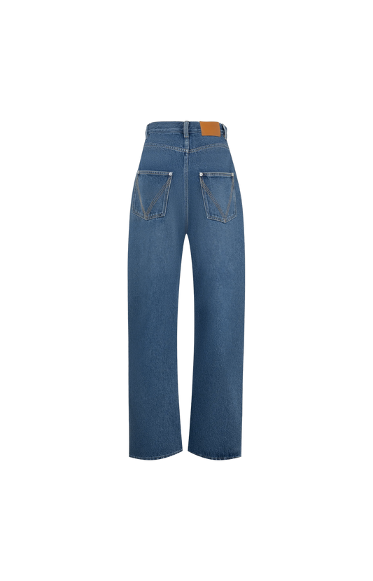 Medium Indigo Wide Leg Jeans in Mid Blue
