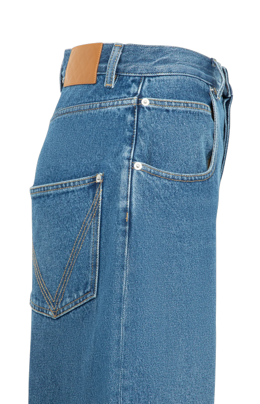 Medium Indigo Wide Leg Jeans in Mid Blue