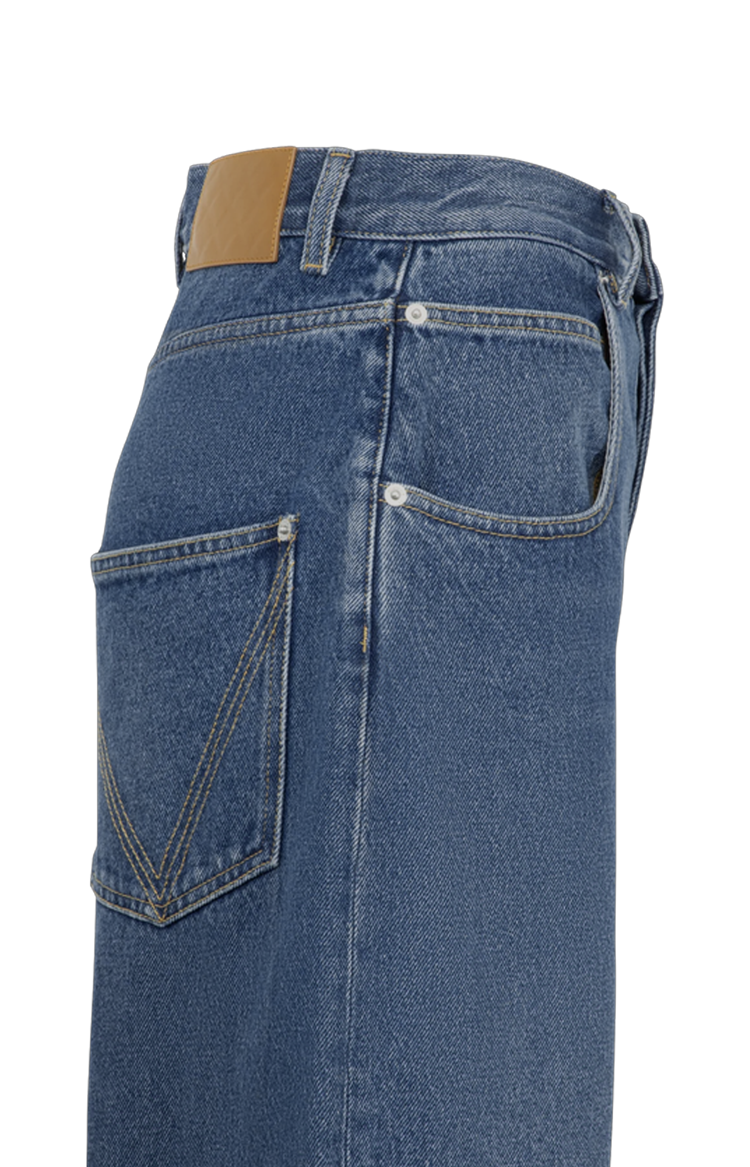 Medium Indigo Wide Leg Jeans in Mid Blue
