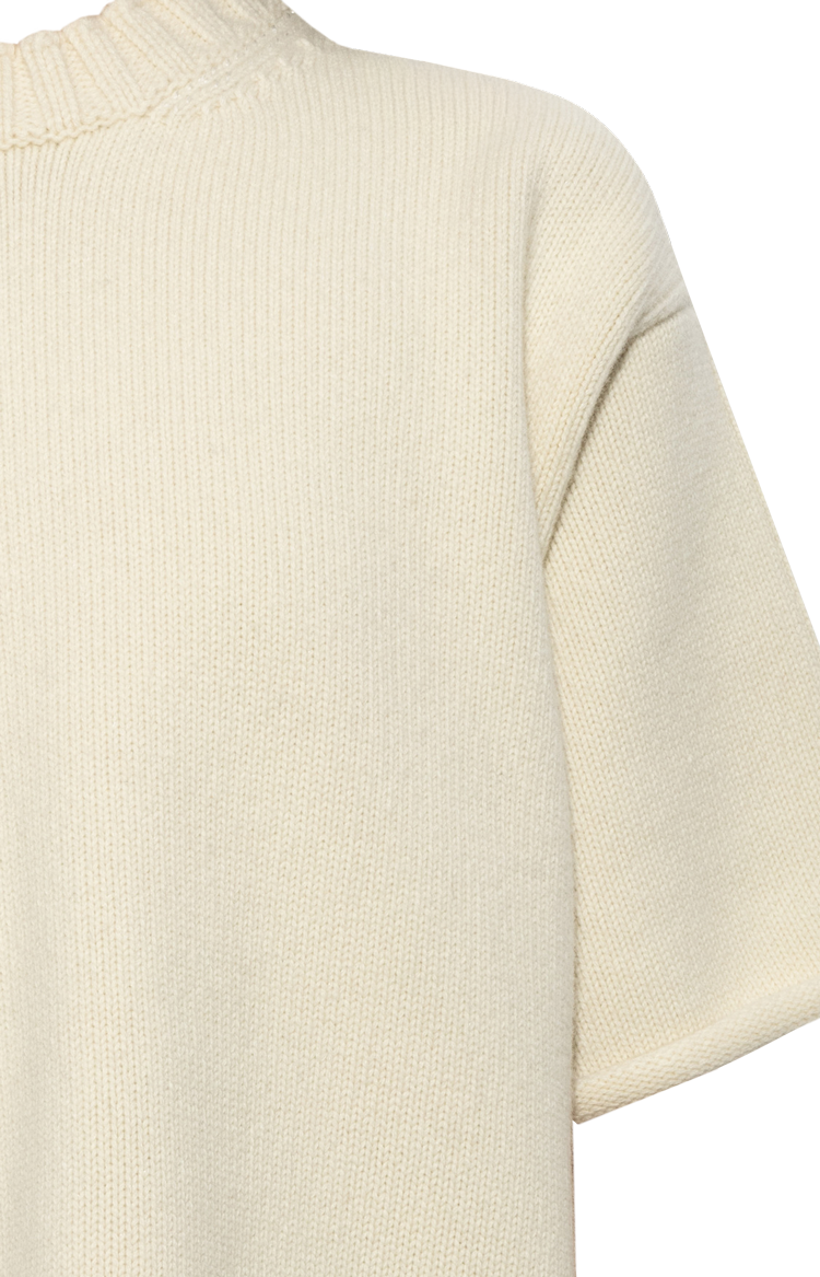 Short-Sleeve Turtleneck Sweater in Rice