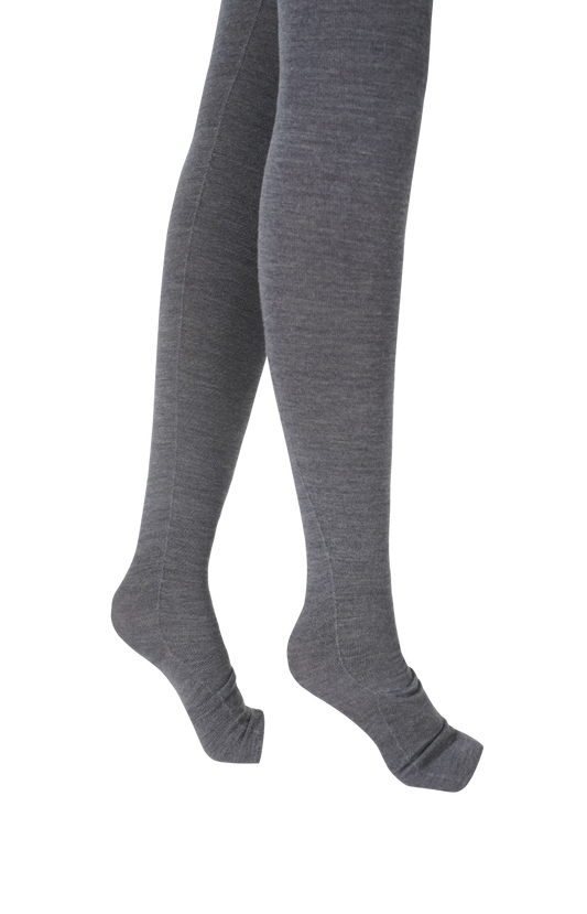 Logo-embroidered knitted wool leggings in Grey