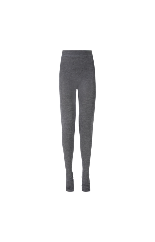 Logo-embroidered knitted wool leggings in Grey