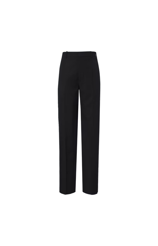 Bottega Veneta Wool Grain De Poudre Pants in Black — front view