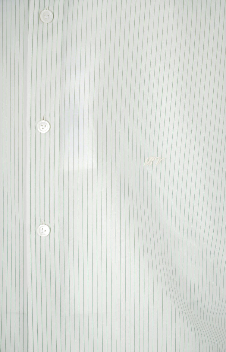 Striped Cotton and Cupro Shirt in Rice