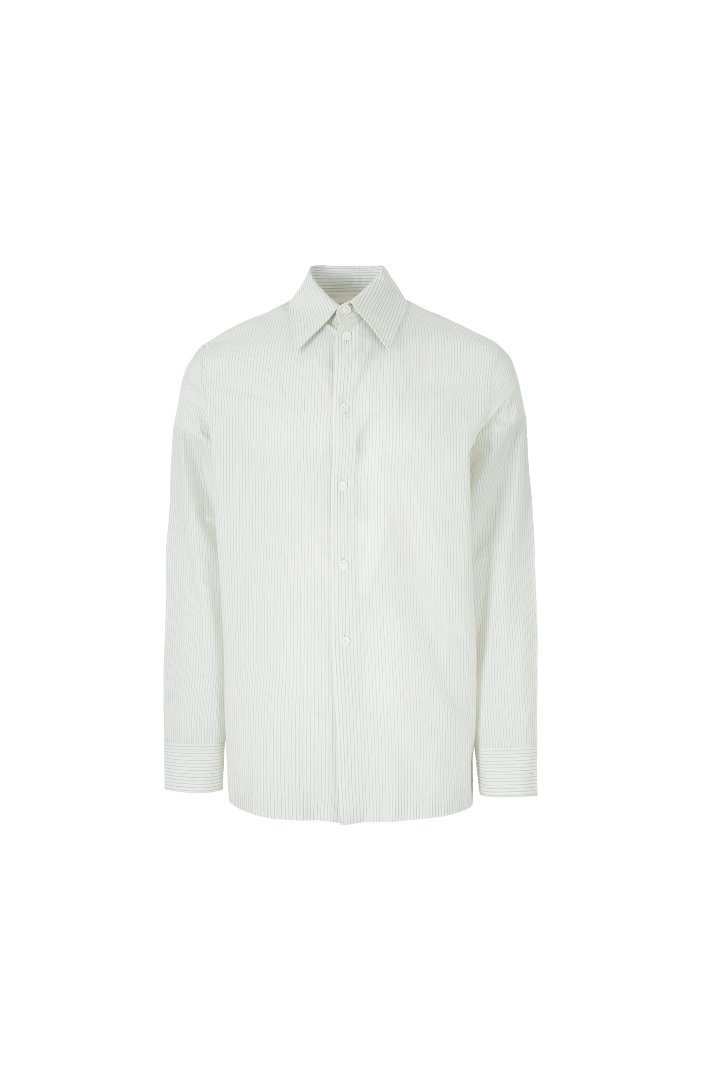 Striped Cotton and Cupro Shirt in Rice