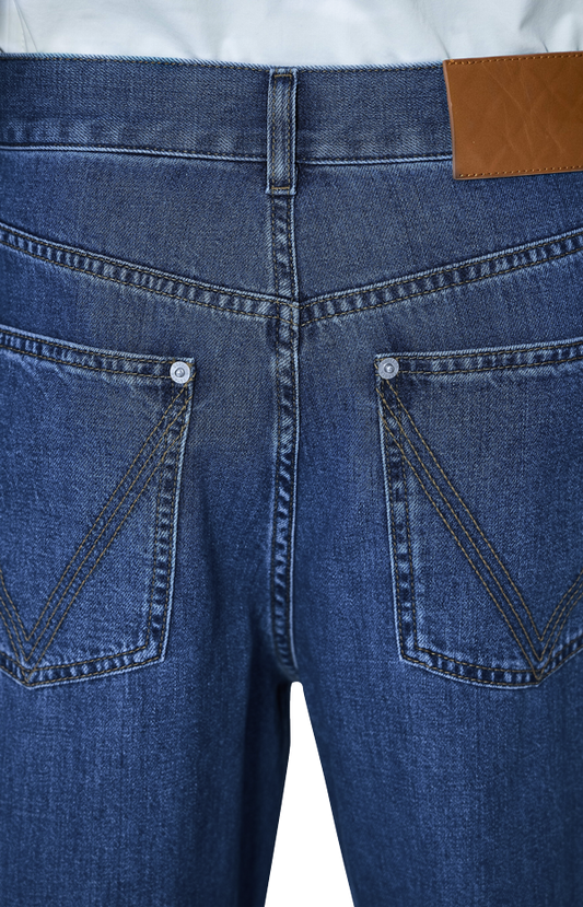 Medium Indigo Wide Leg Jeans in Mid Blue