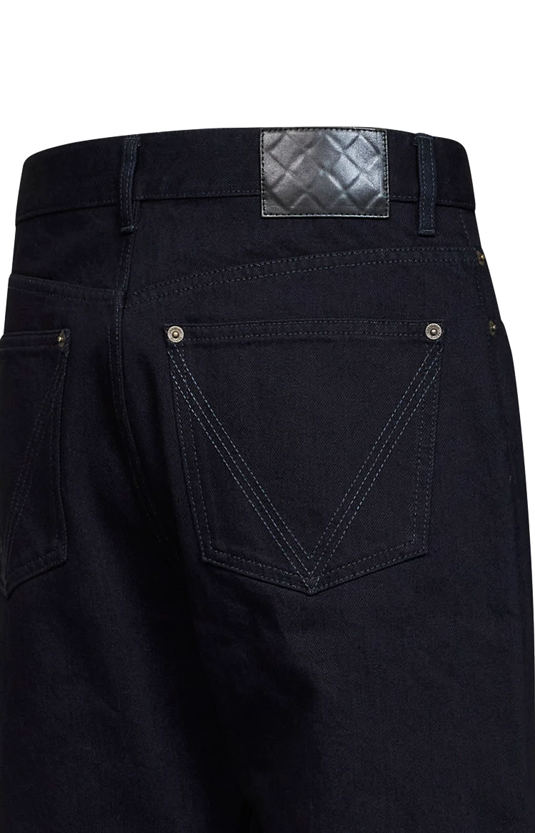 Cotton Denim Straight-Leg Jeans in Dark Indigo