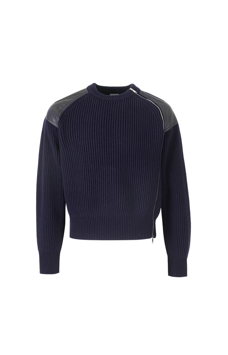 Ribbed Wool Sweater In Azurite