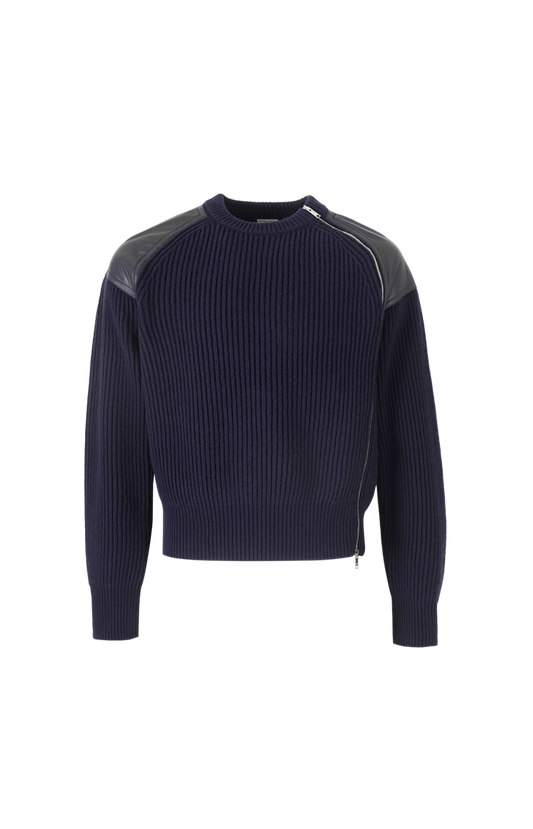 Ribbed Wool Sweater In Azurite