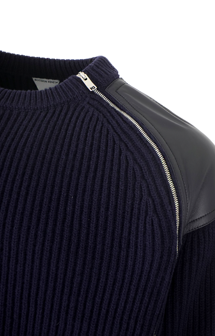 Ribbed Wool Sweater In Azurite