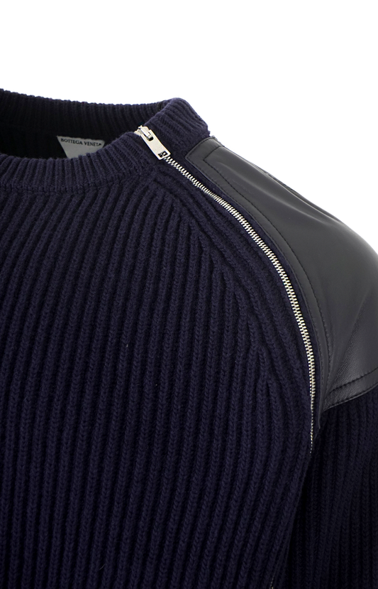 Ribbed Wool Sweater In Azurite