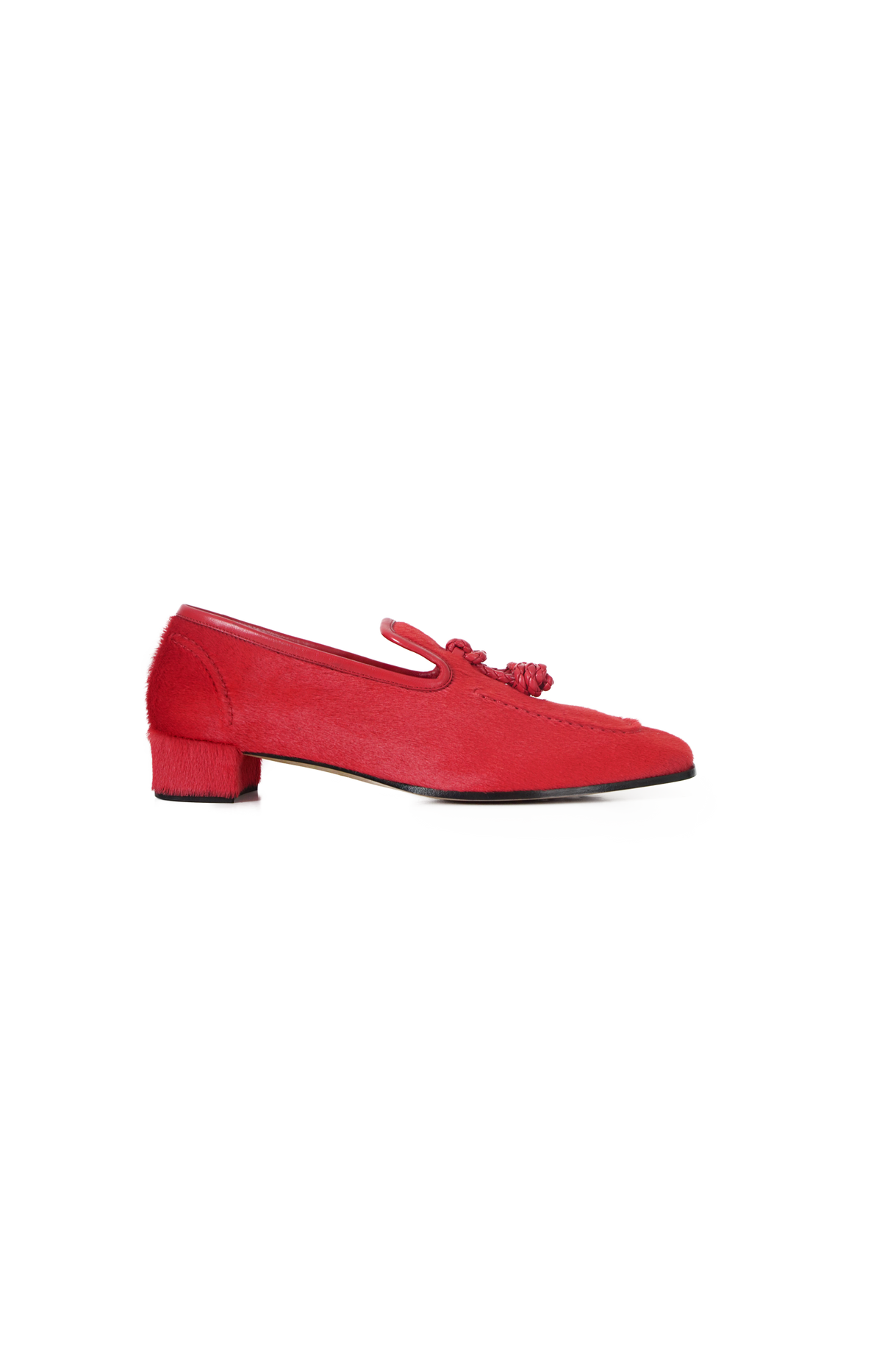 Loafers with Intrecciato Knots in Flash Red