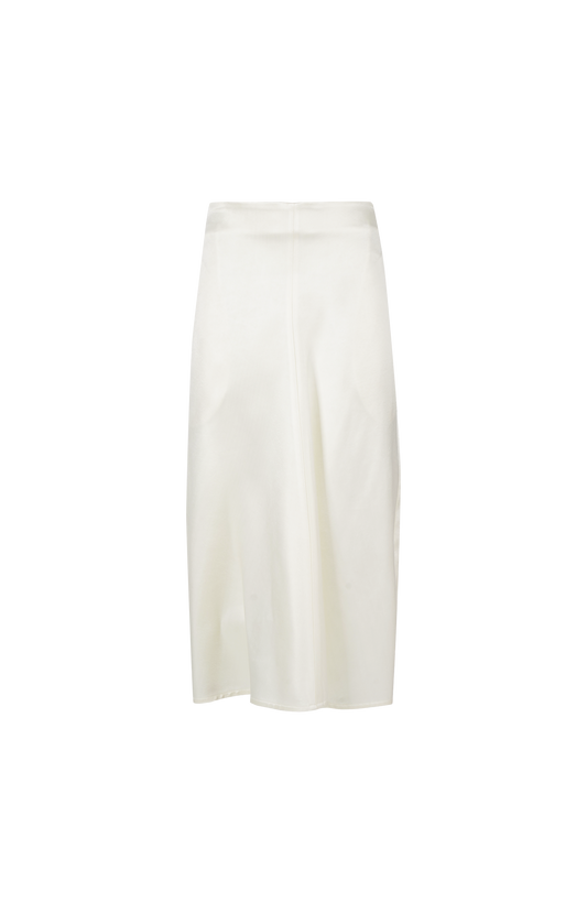 Bottega Veneta Shiny Cupro Skirt in Parchment — front view