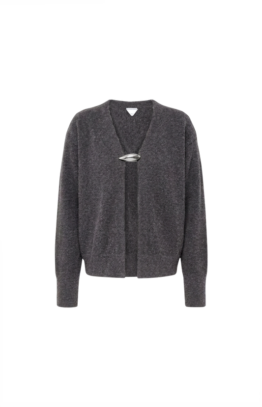 Cashmere, Wool And Silk Cardigan in Harbor Grey
