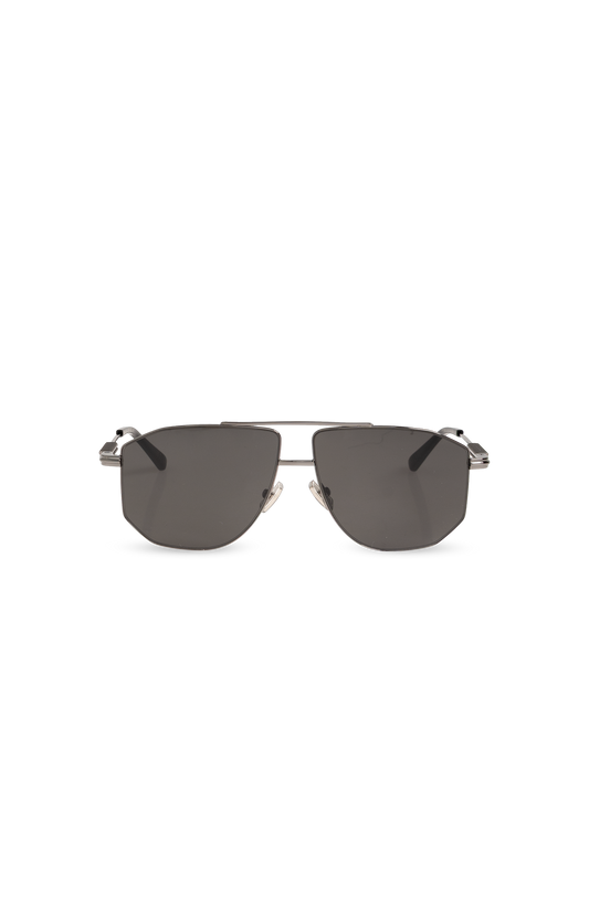Bottega Veneta Rounded Square Sunglasses in Ruthenium-Grey in Silver — front view