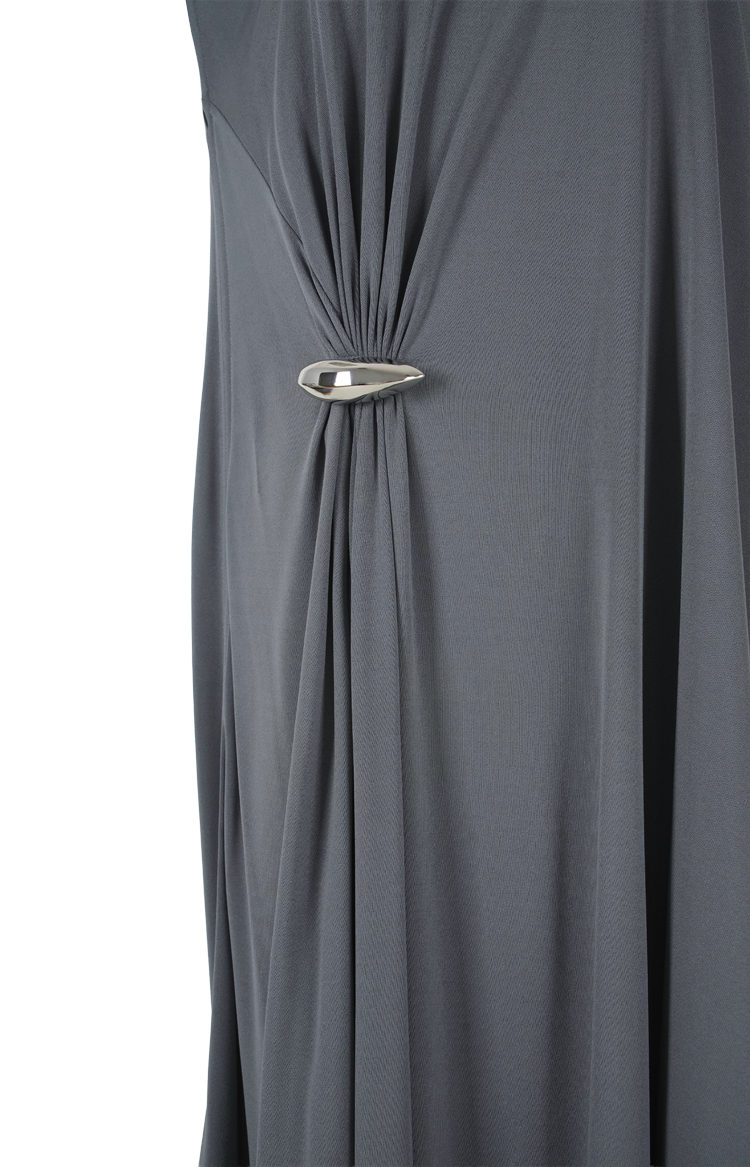 Crepe Viscose Jersey Dress in Harbor Grey