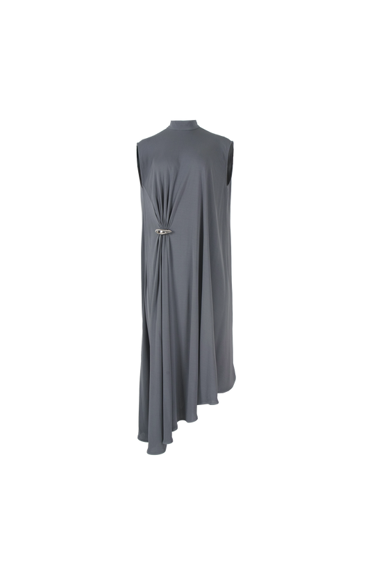 Bottega Veneta Crepe Viscose Jersey Dress in Harbor Grey — front view