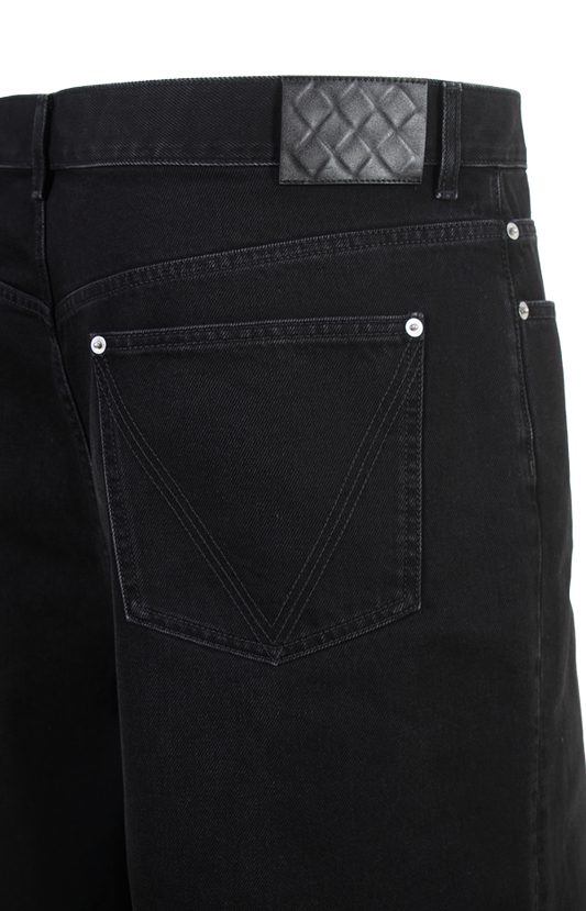 Faded Black Denim Shorts