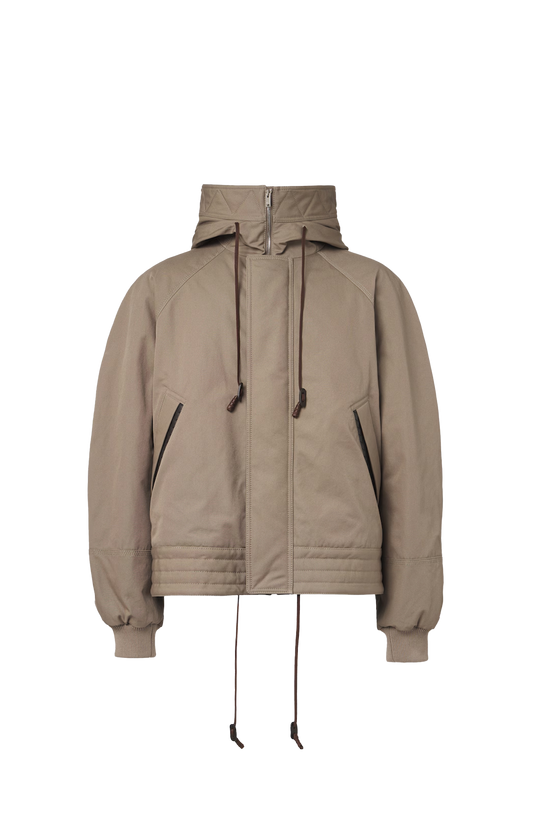 Leather-trimmed cotton canvas jacket