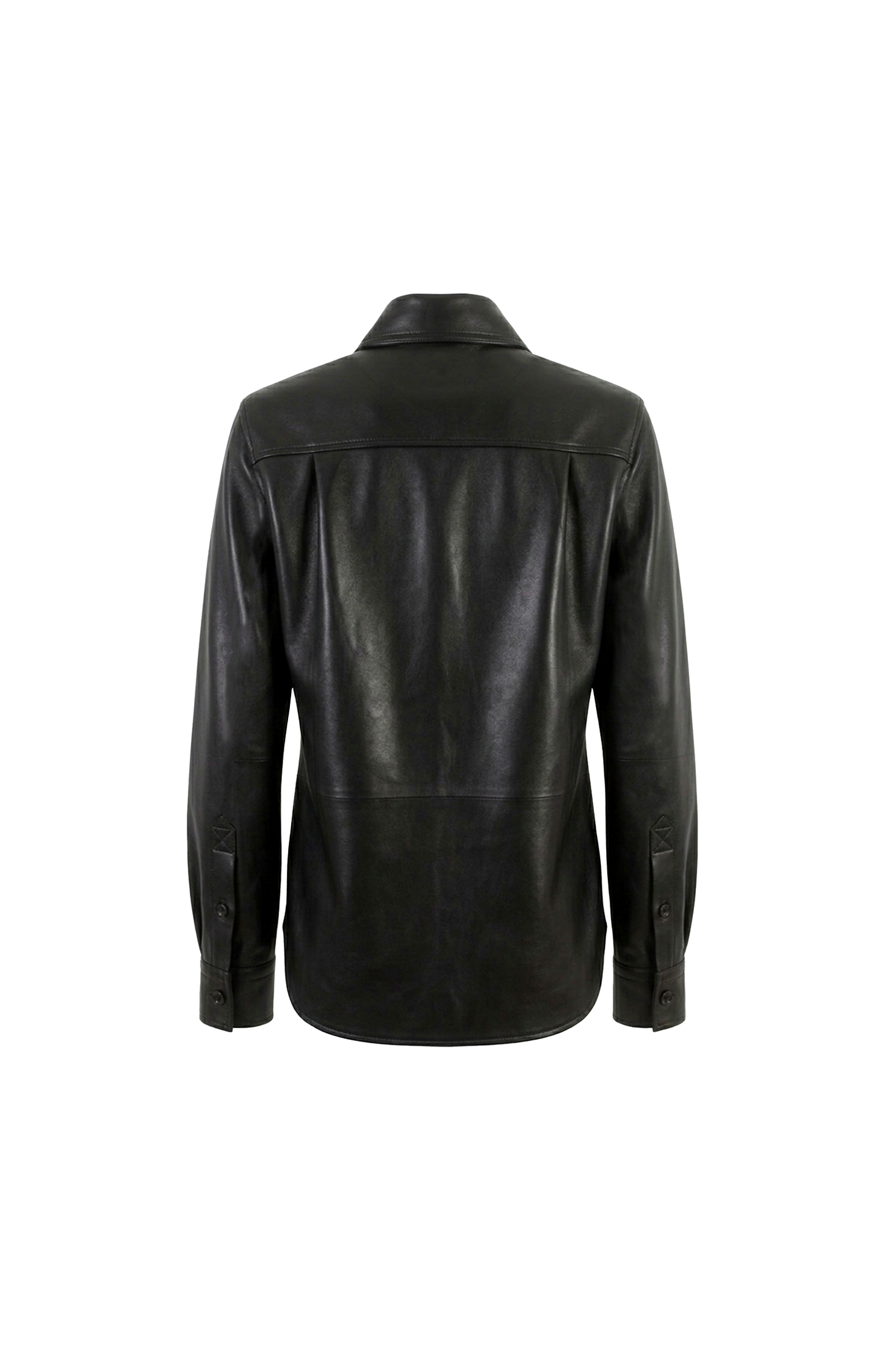 Leather Shirt with Intrecciato Leather Detail