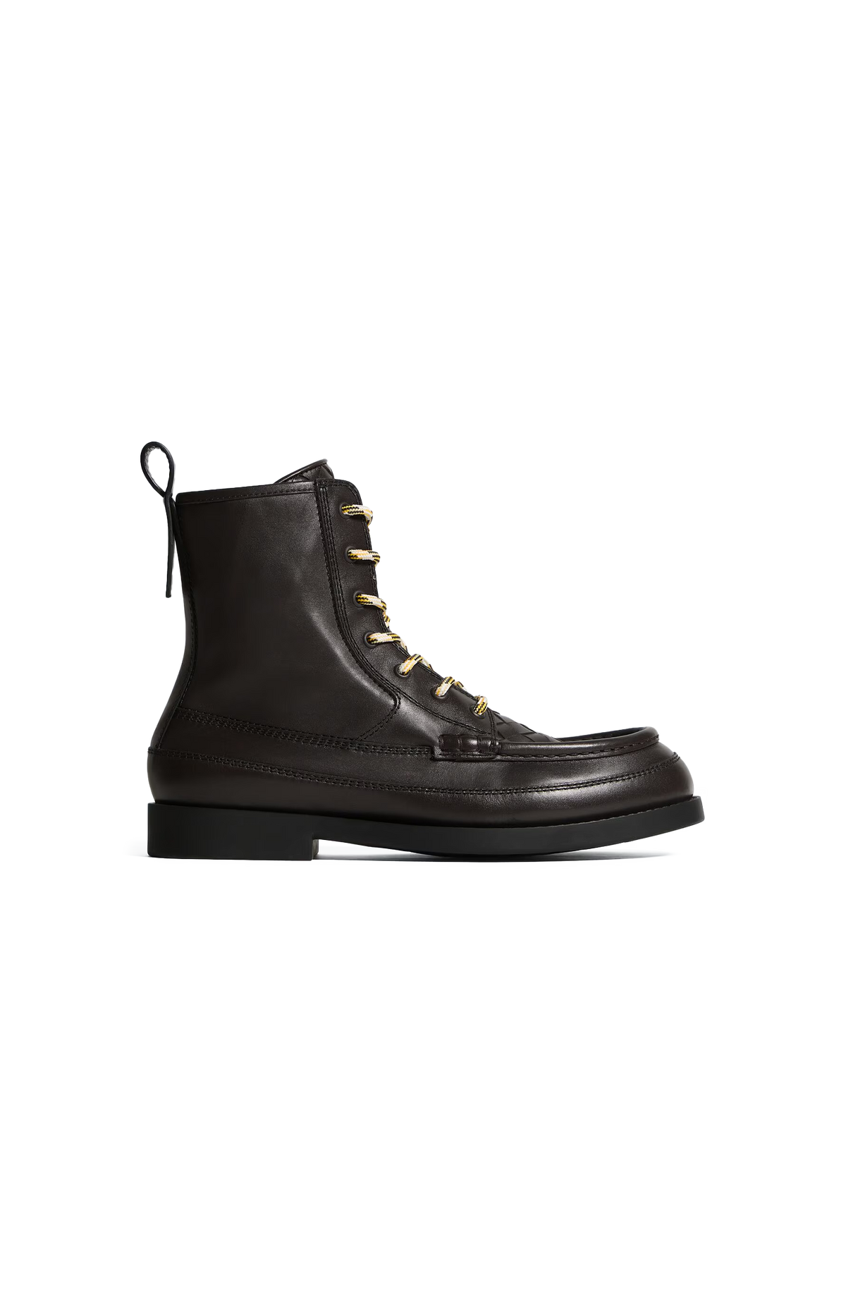 Bottega Veneta Pier Lace-Up Ankle Boot in Espresso — front view
