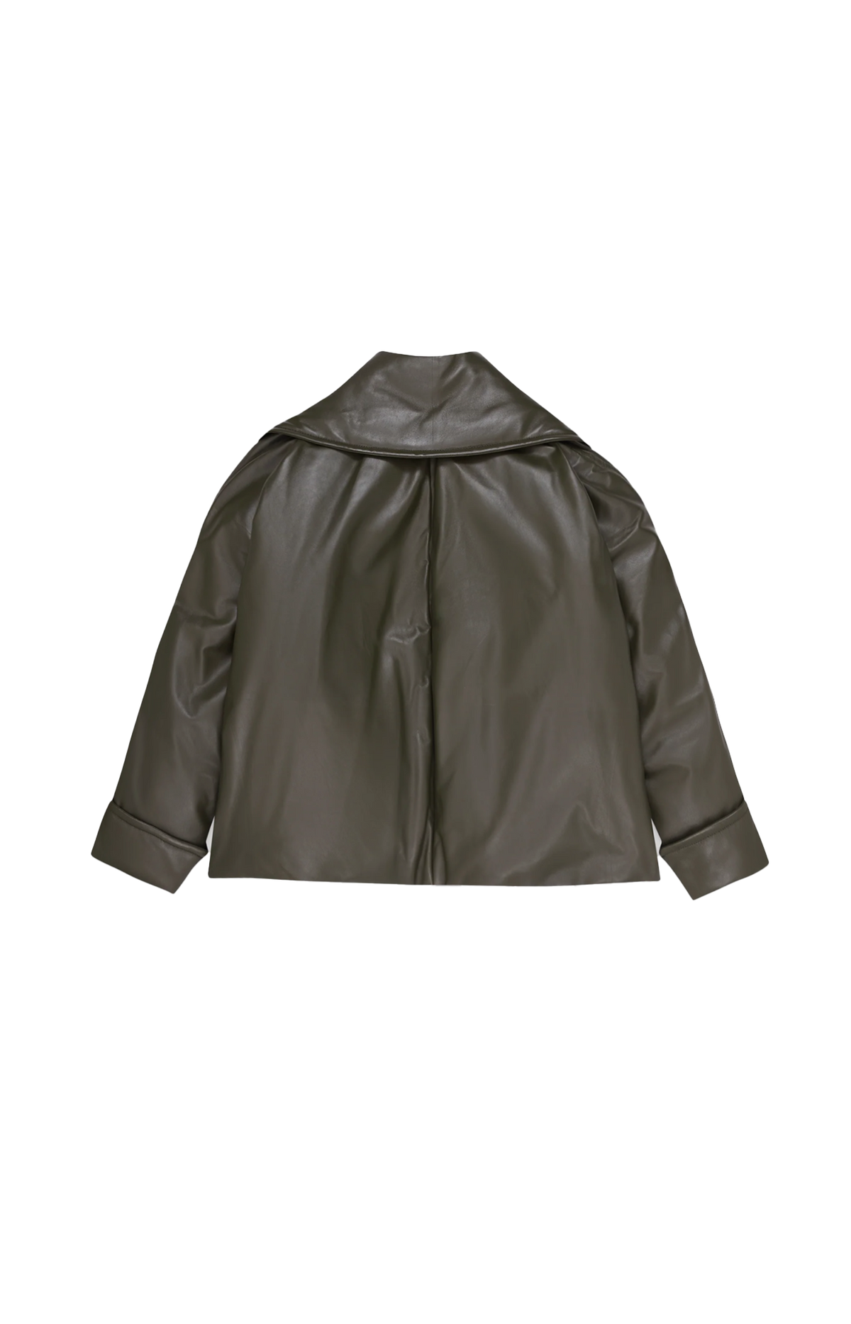 Bottega Veneta Shiny Leather Puffer Jacket in Pine Forest — product photo 2