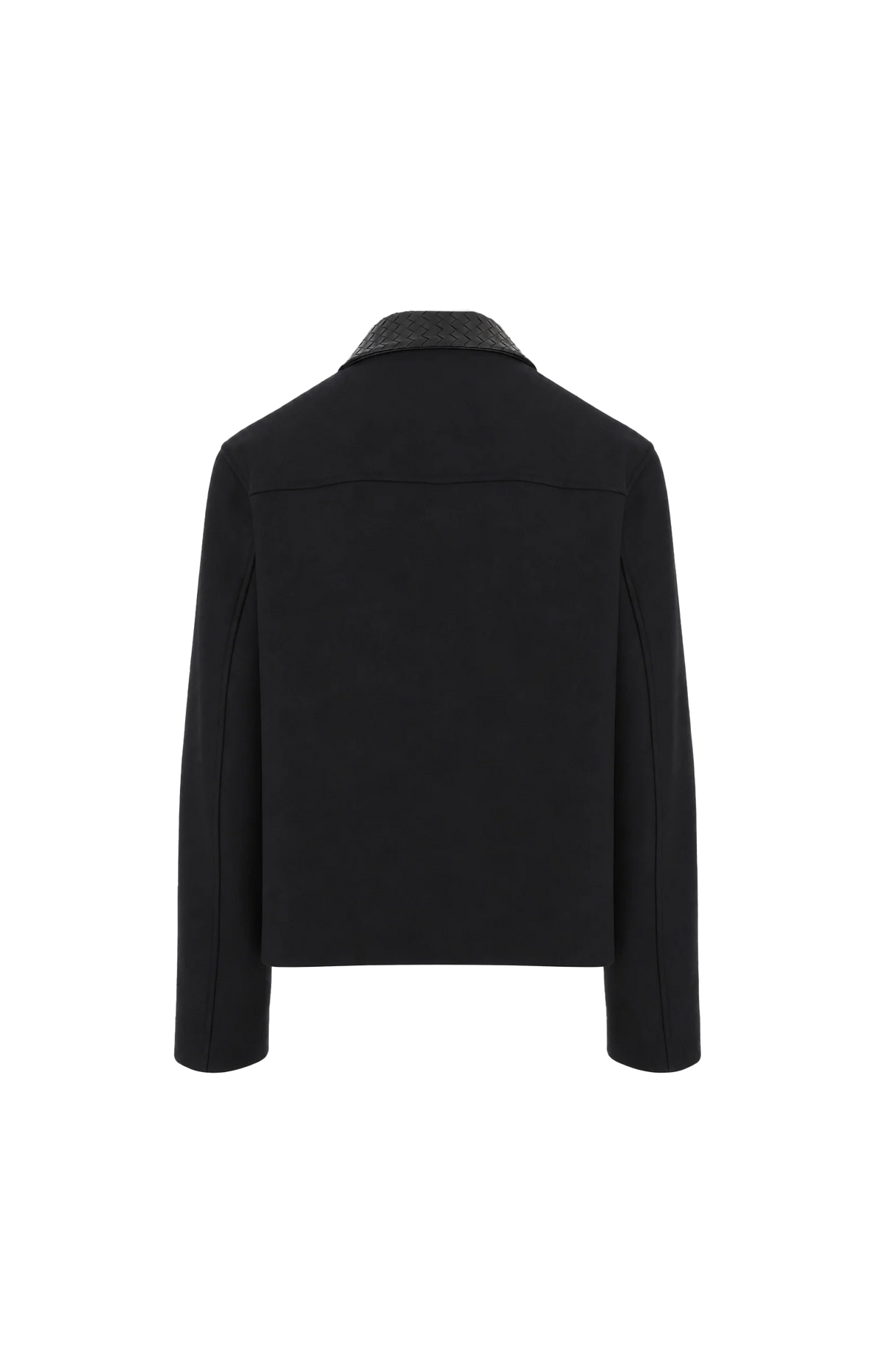 Bottega Veneta Wool Jacket with Leather Collar in Black — product photo 2