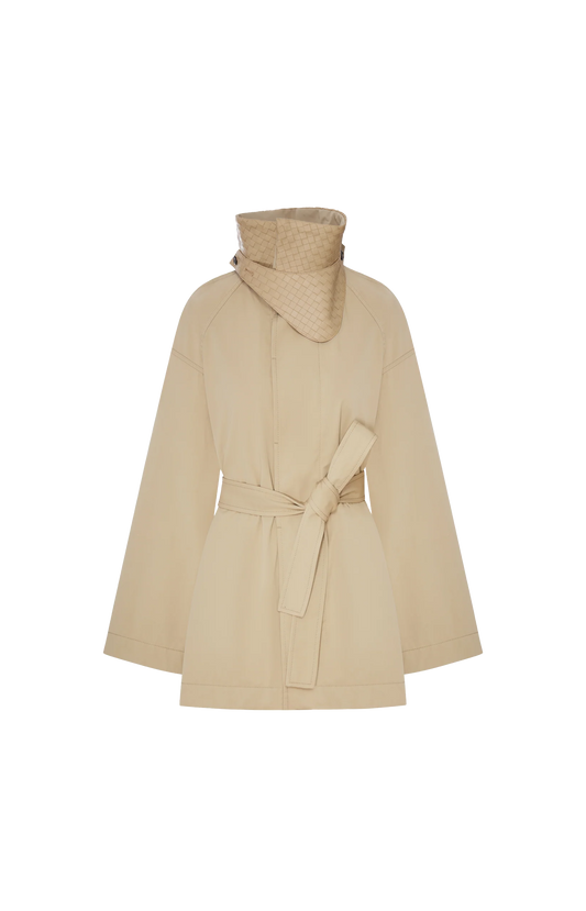 Bottega Veneta Cotton Trench Coat in Sahara — front view