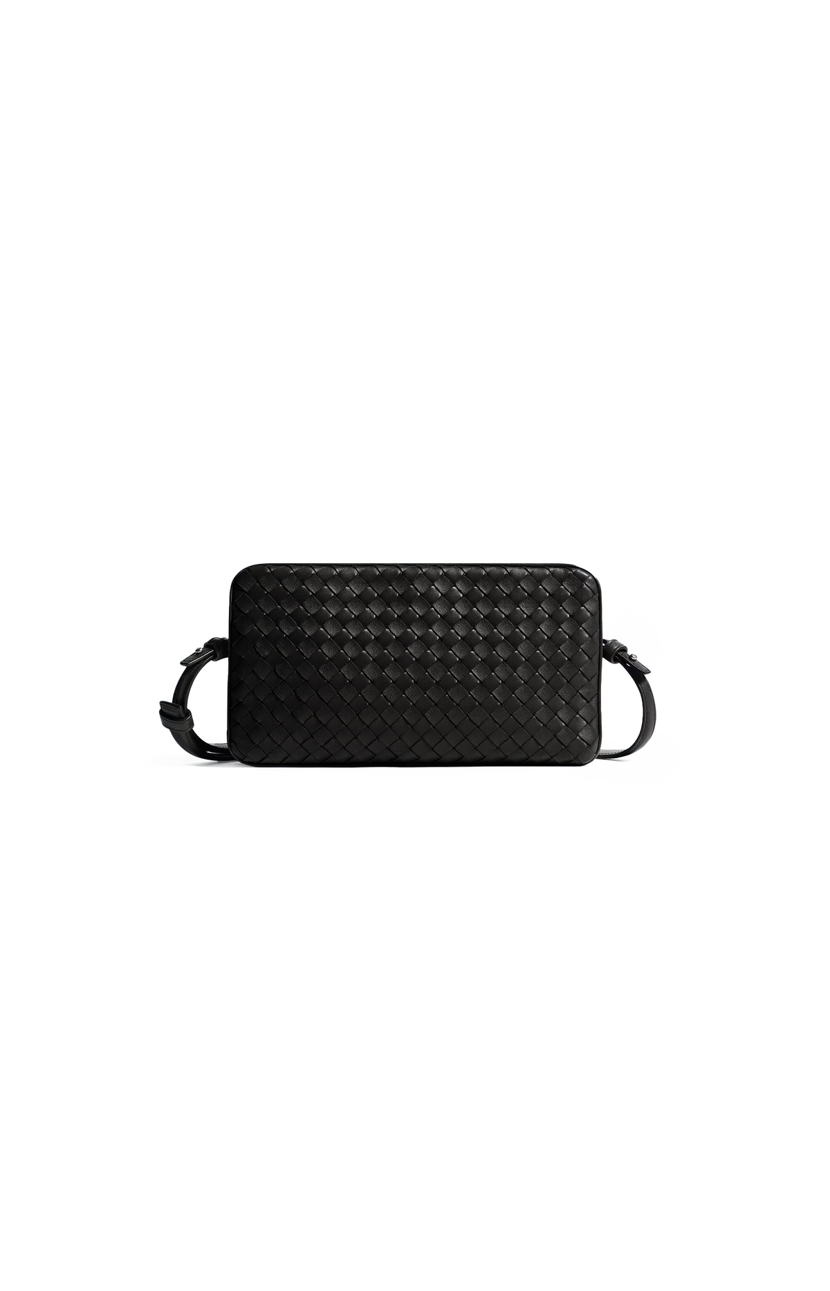 Bottega Veneta Small Soffietto Bag in Black — front view