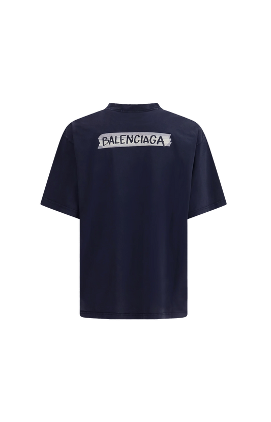 Balenciaga Masking Tape Medium Fit T-shirt in Navy — product photo 2