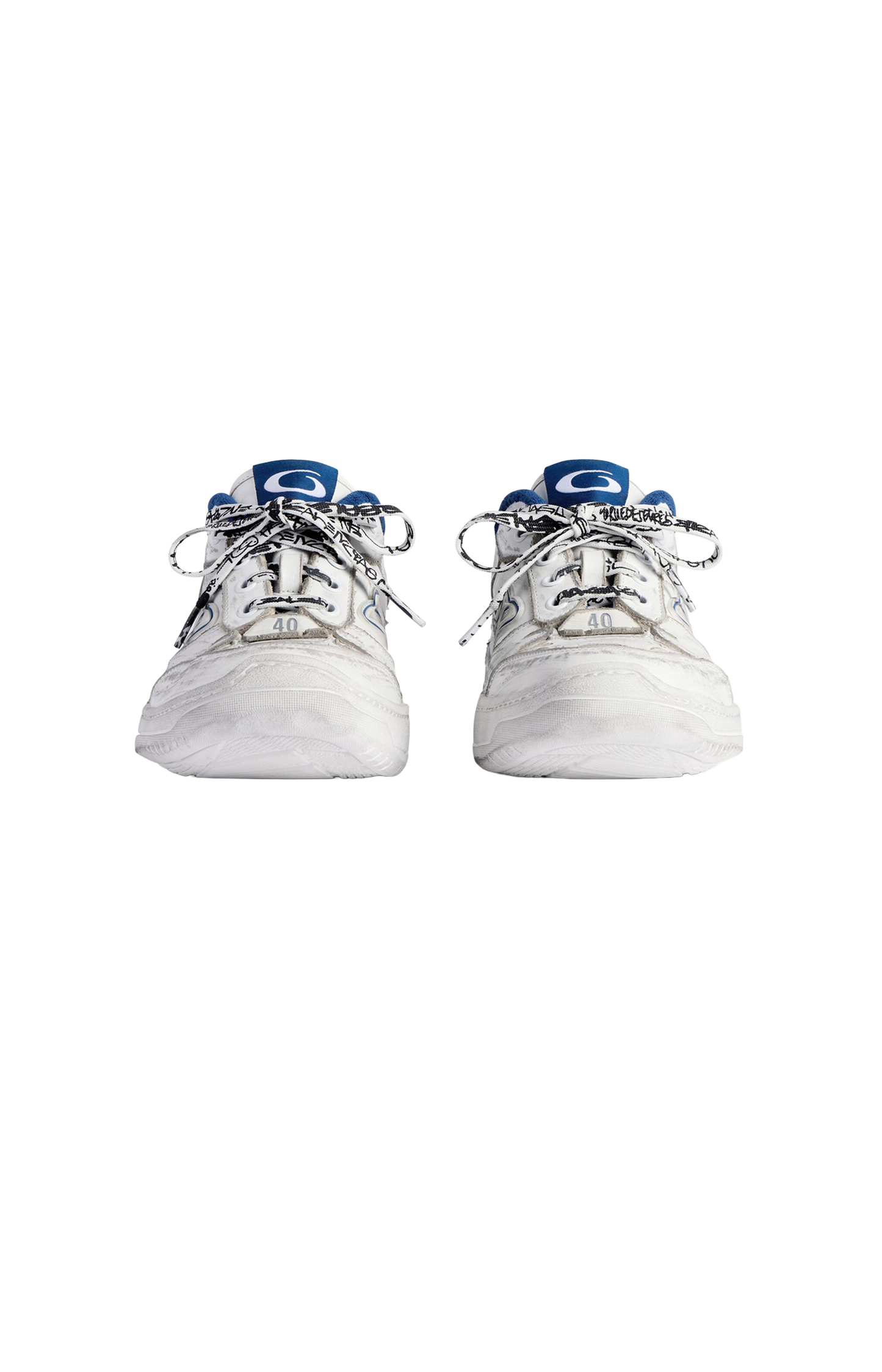 Hamptons Worn-out Sneaker in White/dark Blue/grey