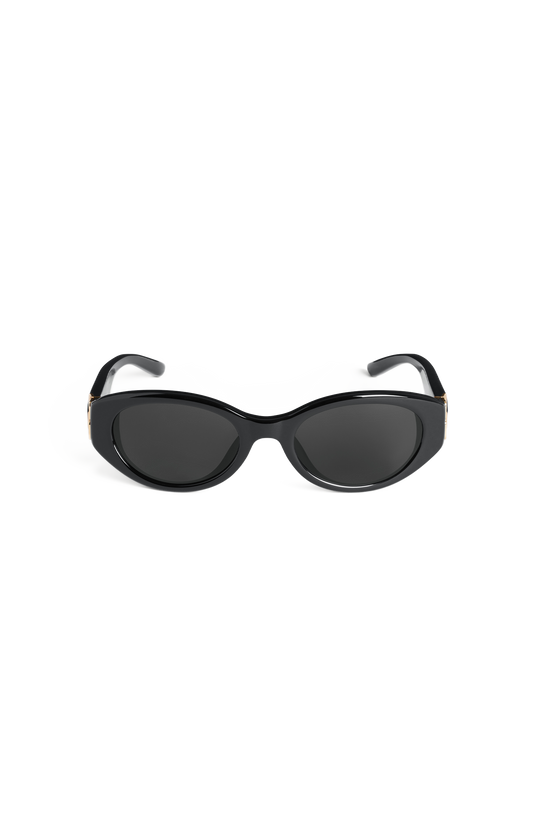 Balenciaga Cosmo Round AF Sunglasses in Black and Gold — front view