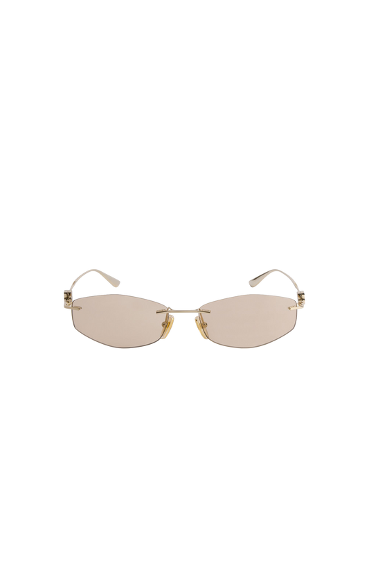 Balenciaga Women's Nano D-frame Sunglasses in Light Gold — front view