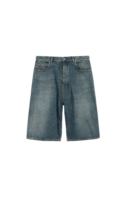 Balenciaga Denim Bermuda in Vintage Blue — front view