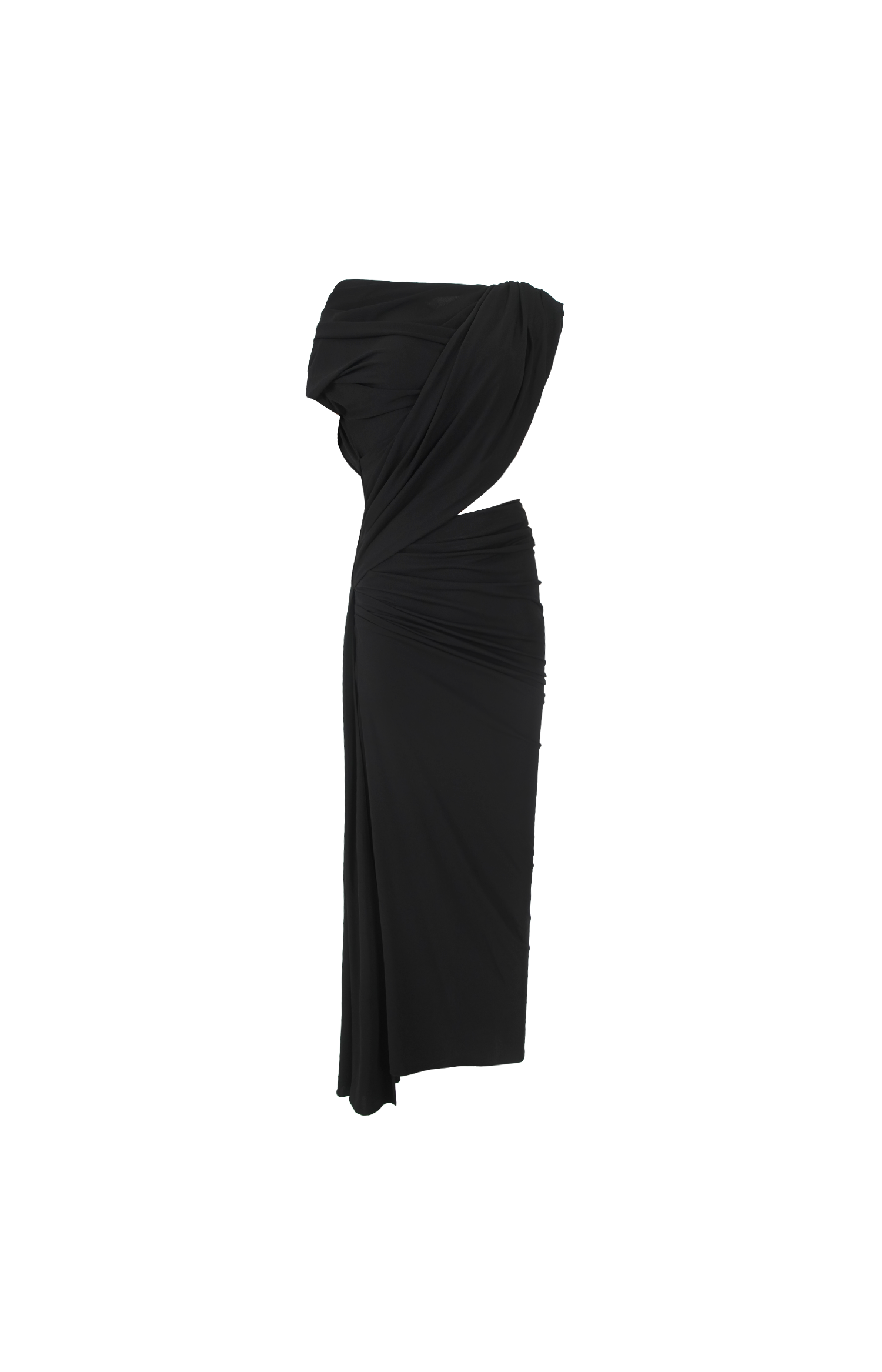 Balenciaga Draped Cutout Dress in Black — front view