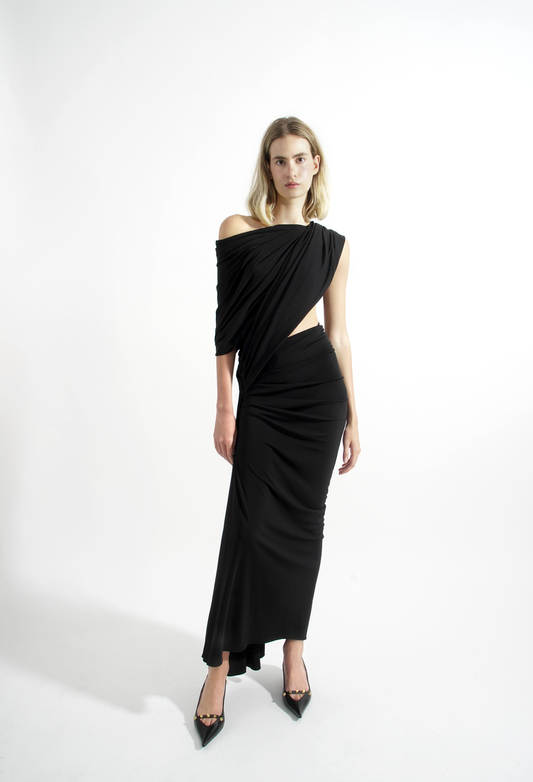 Balenciaga Draped Cutout Dress in Black — product photo 2