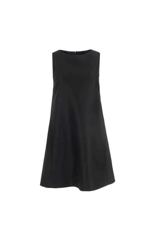 Balenciaga A-line Wool Dress in Black — front view