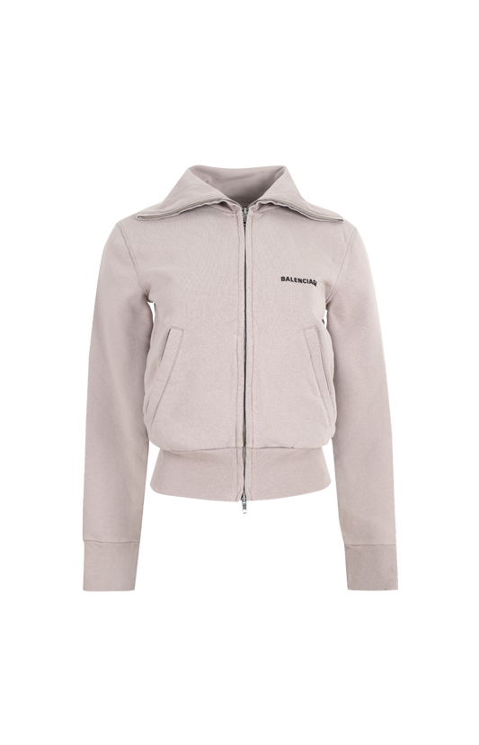 Logo Zip-Up Jacket in Beige
