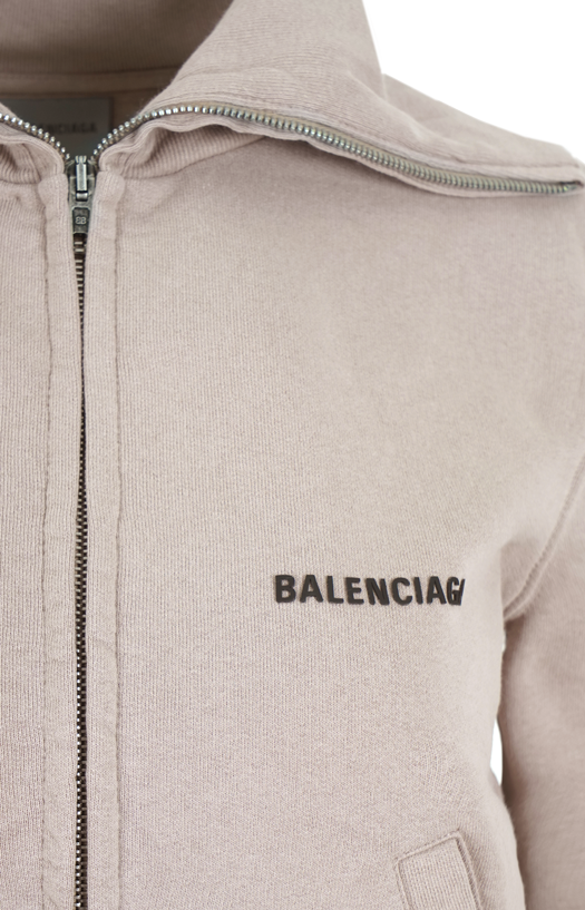 Logo Zip-Up Jacket in Beige