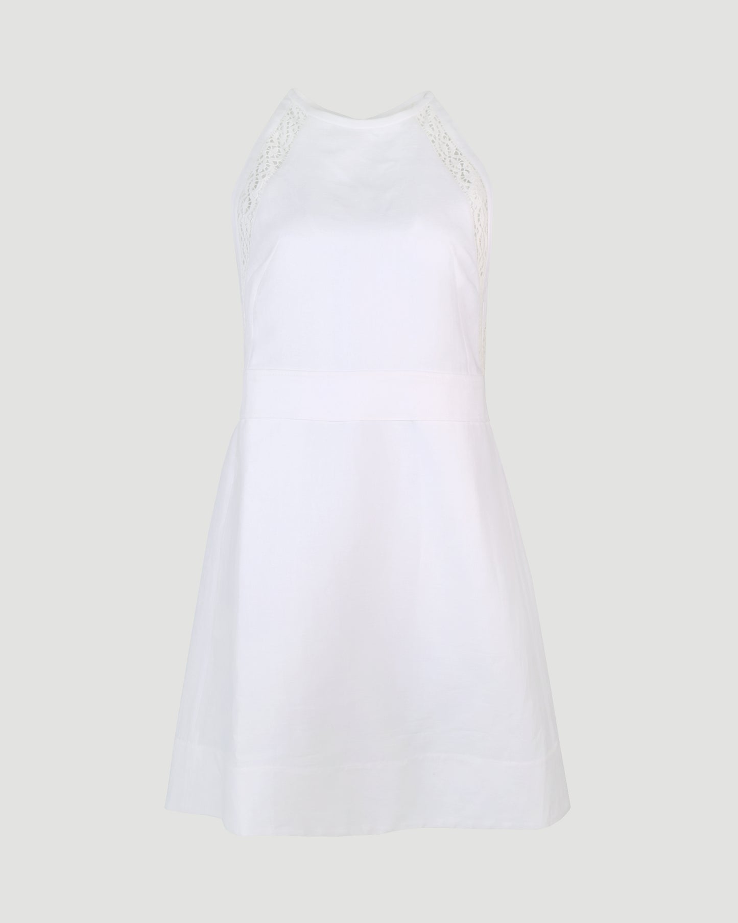 Crocheted lace-trimmed linen and cotton dress