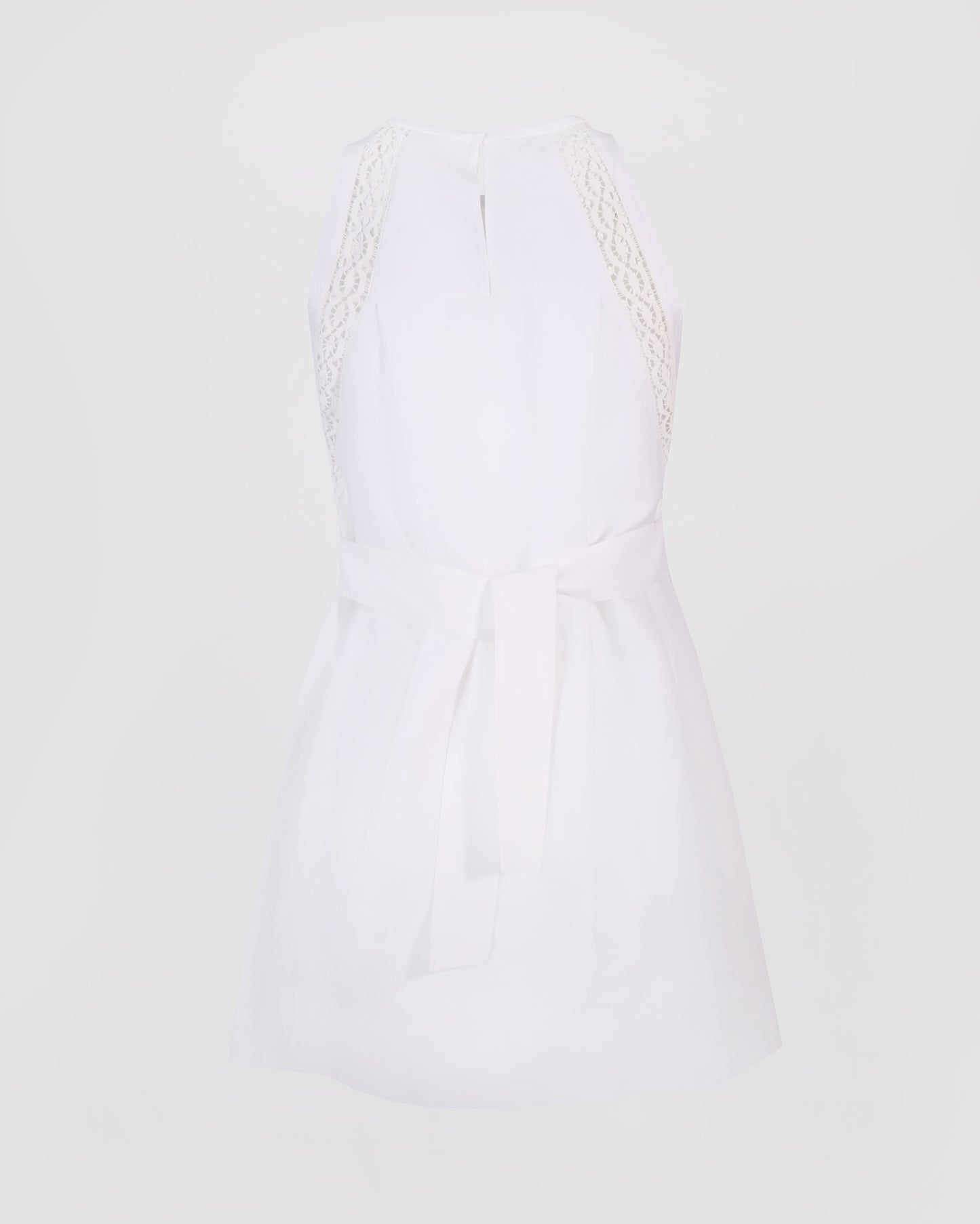 Crocheted lace-trimmed linen and cotton dress