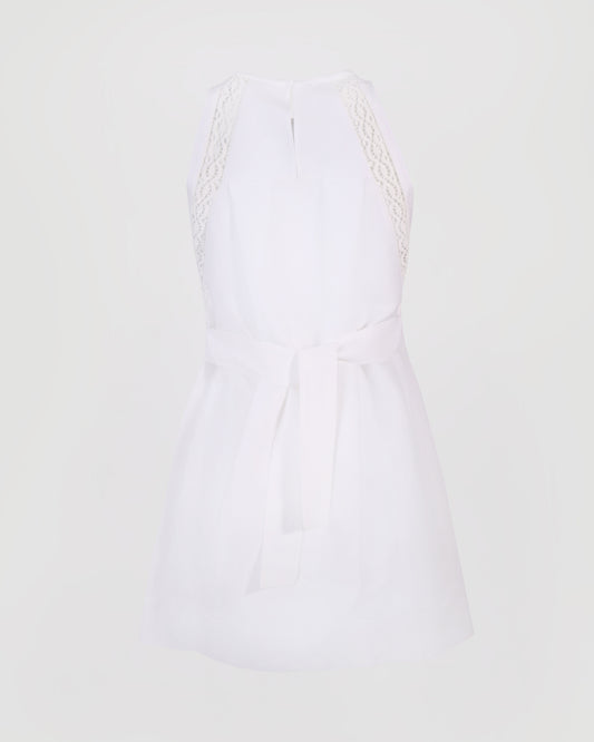Crocheted lace-trimmed linen and cotton dress